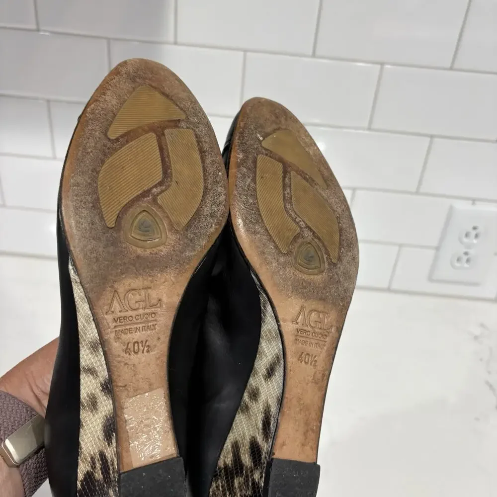 AGL | Wedges Shoes Leather Black Work Wear Career- Size 10.5 40.5
